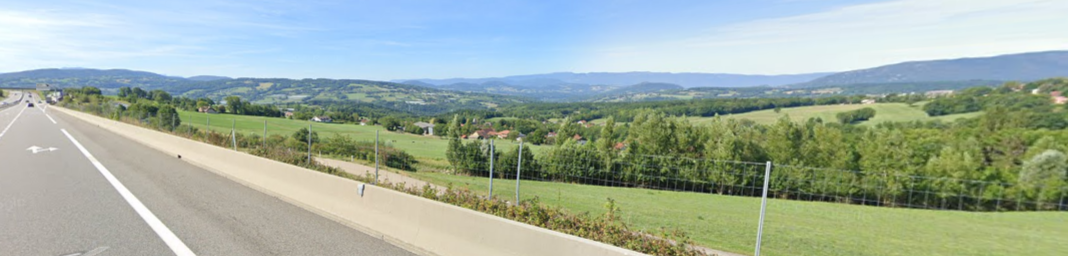 Panorama sur la plaine de Copponex - en direction d’Annecy depuis sortie sud du tunnel du Mont Sion (Andilly) 